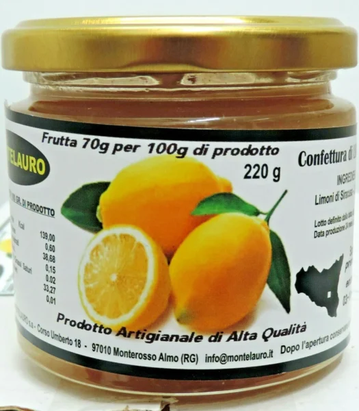 confettura extra di limoni prodotto artigianale di alta qualità 220 g