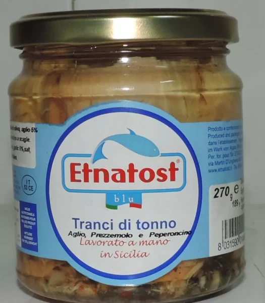 TONNO A TRANCI ALL'OLIO D'OLIVA AROMATIZZATO PREZZEMOLO E PEPERONCINO 270 g