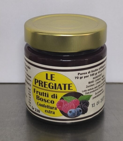 confettura extra di frutti di bosco prodotto artigianale di alta qualità 230 g